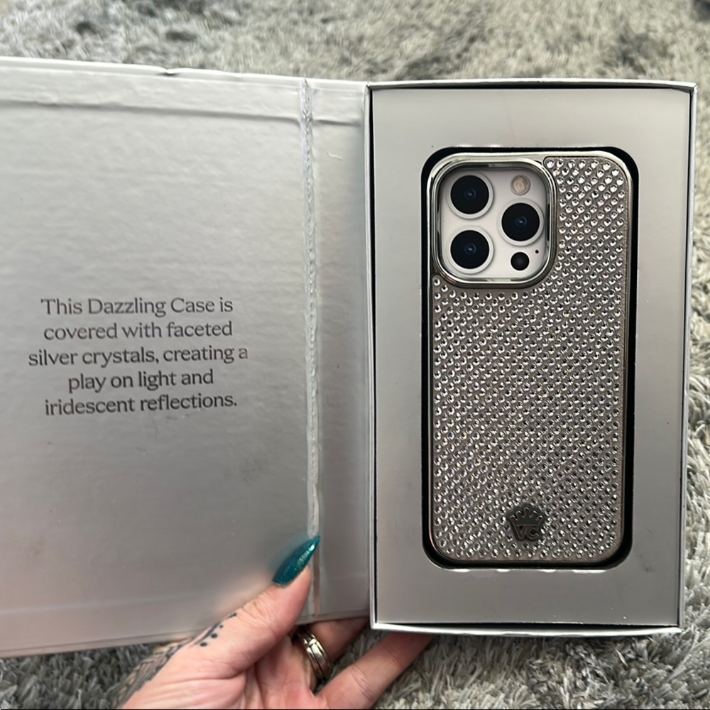 Velvet Caviar Silver Caviar Crystal iPhone 14 Pro Case with Textured Grip